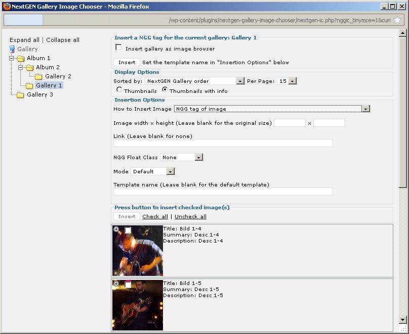 Image chooser with album selected